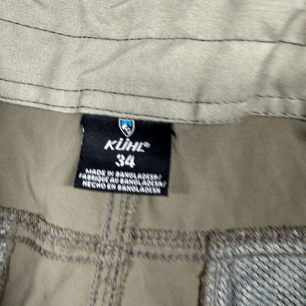 KUHL Renegade Cargo Shorts Mens 34 Tan Brown Stretch Lightweight Hiking Outdoor